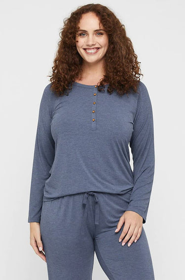 Organic Bamboo Long Sleeve Nursing Henley Top
